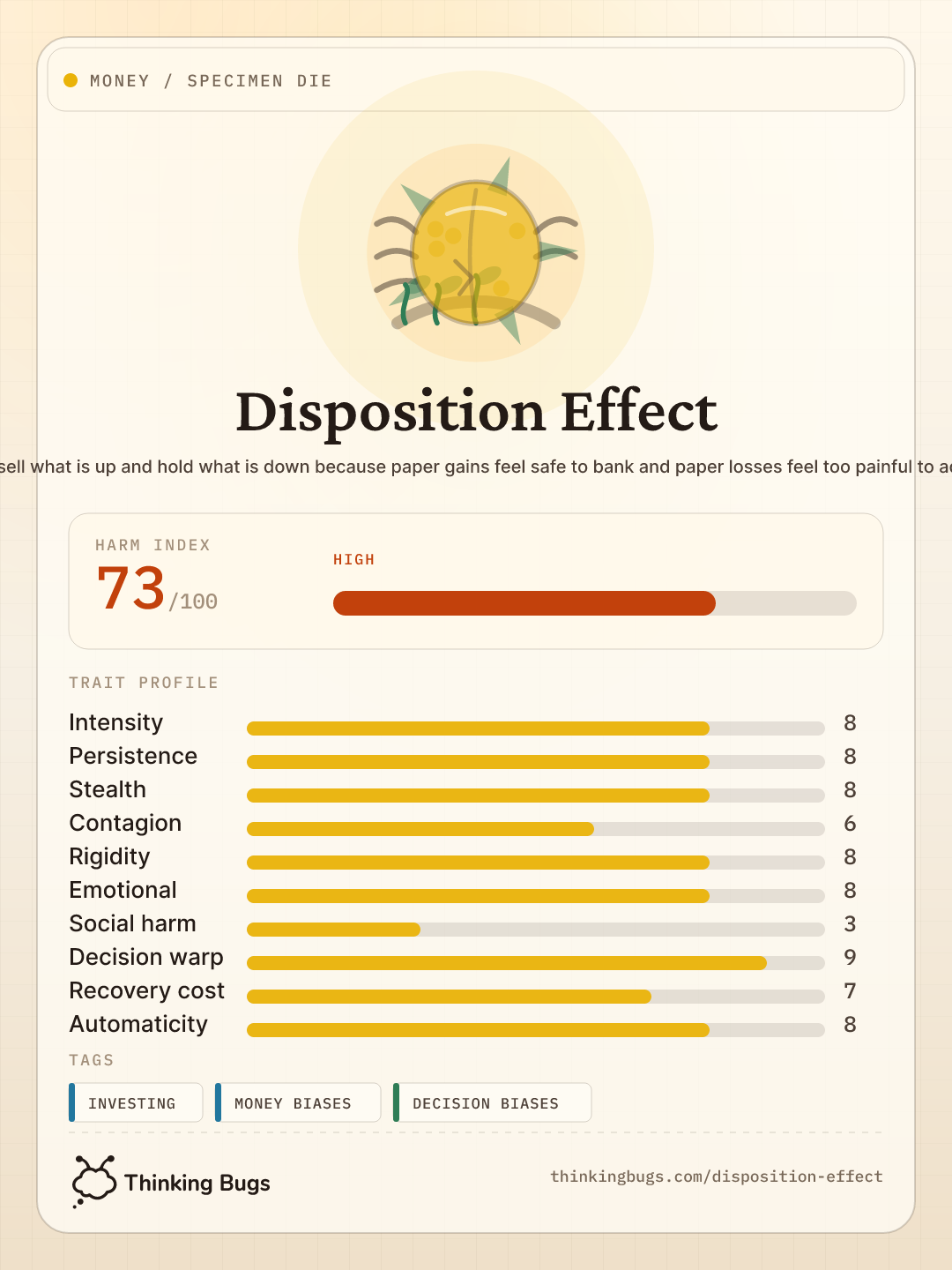 Disposition Effect specimen card