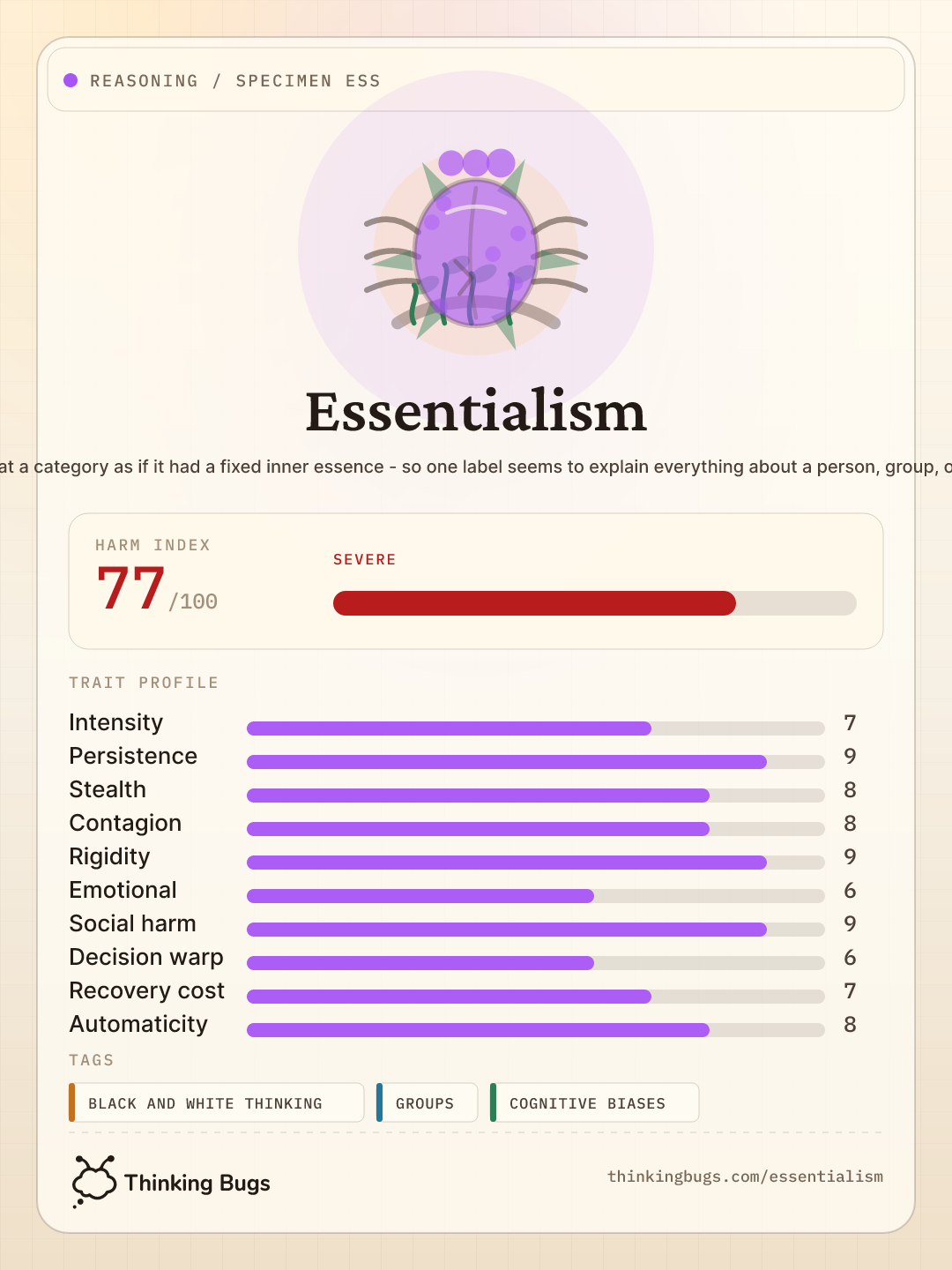 Psychological Essentialism specimen card