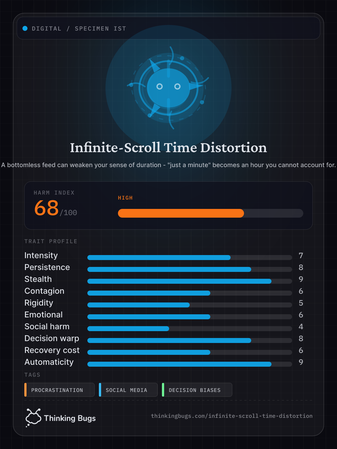 Infinite-Scroll Time Distortion specimen card