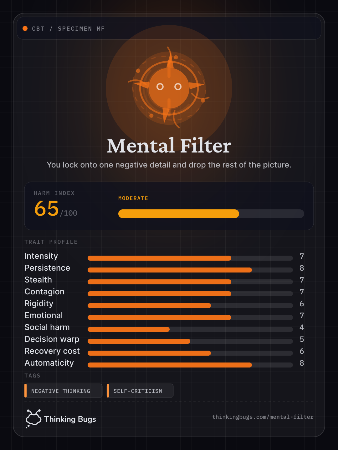 Mental Filter specimen card