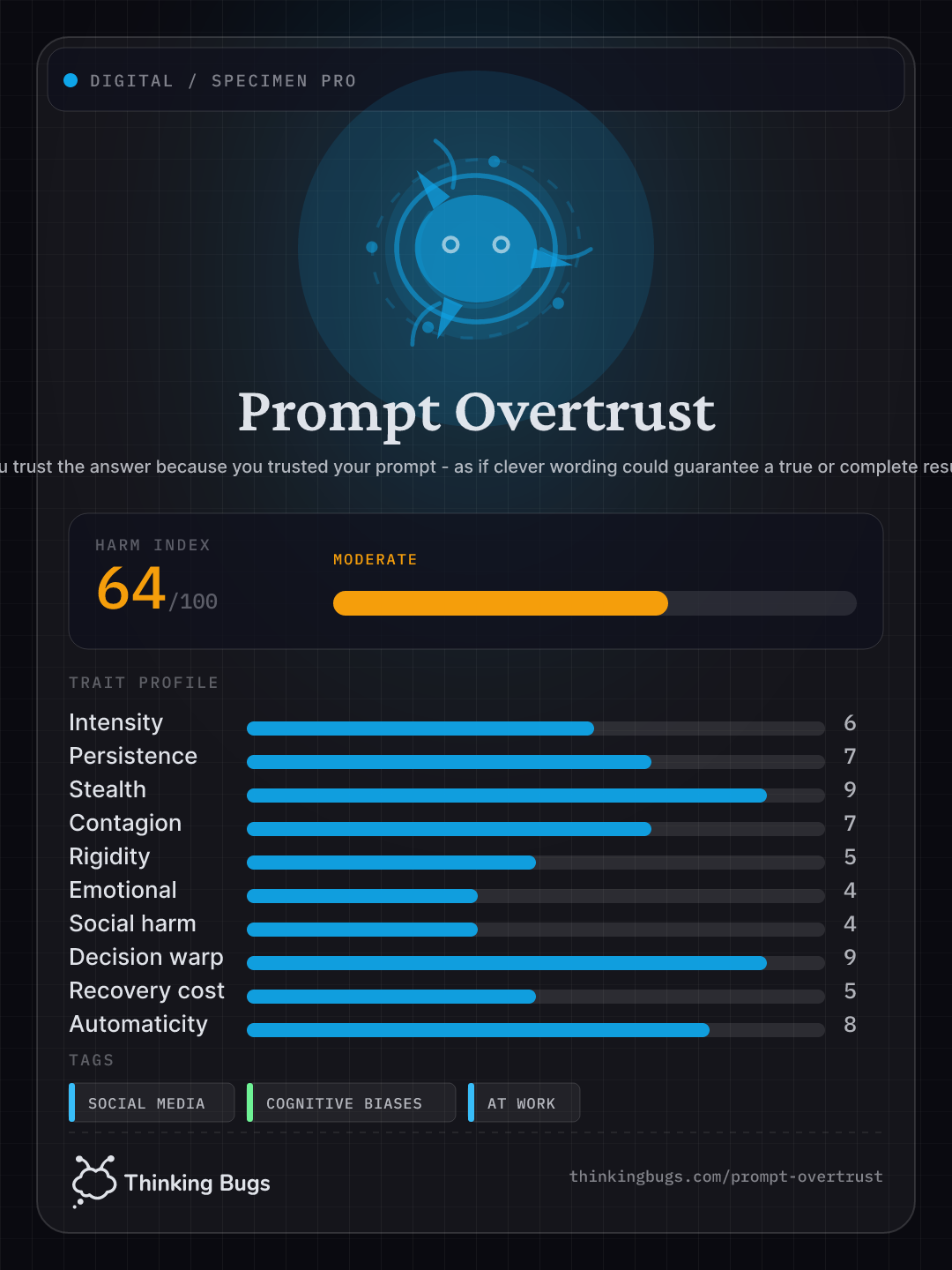 Prompt Overtrust specimen card