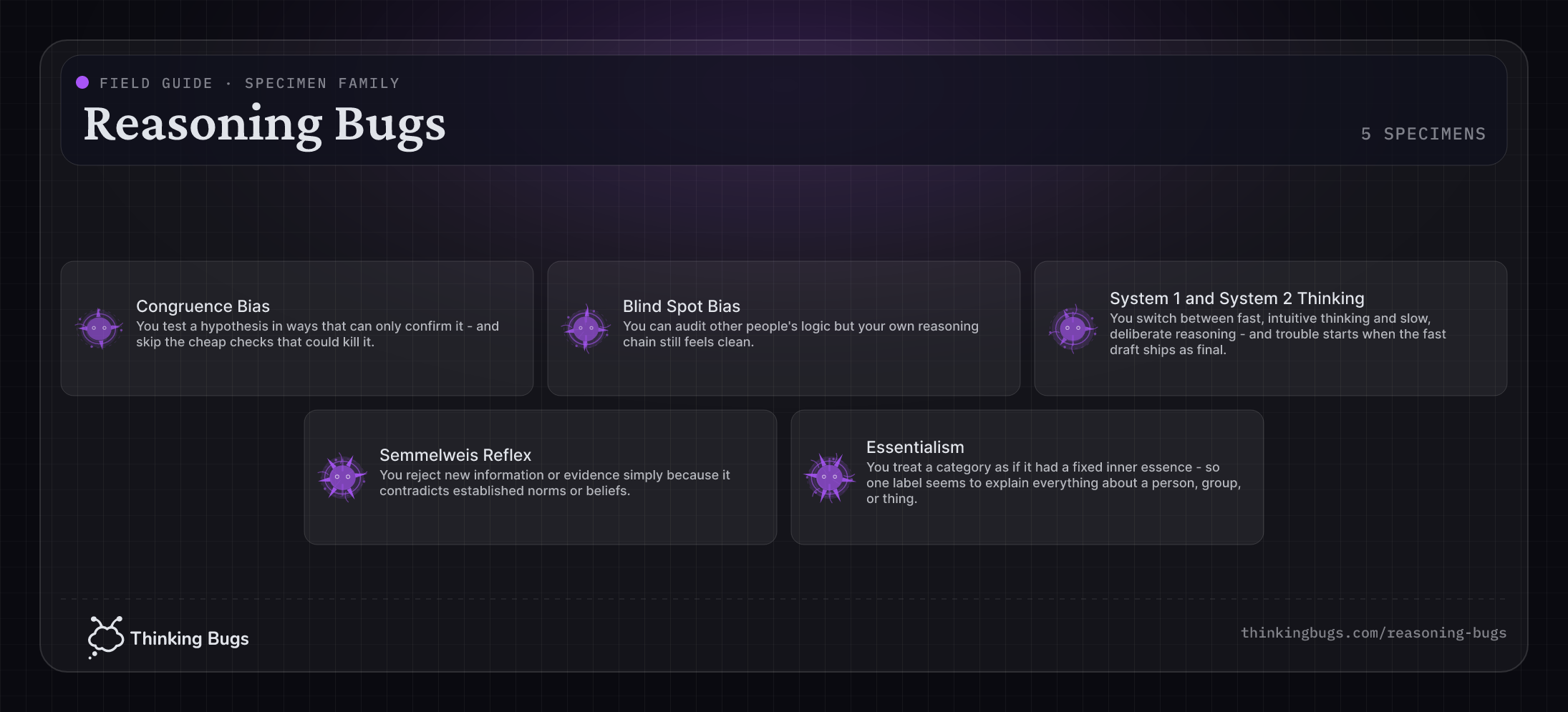 Reasoning Bugs field guide