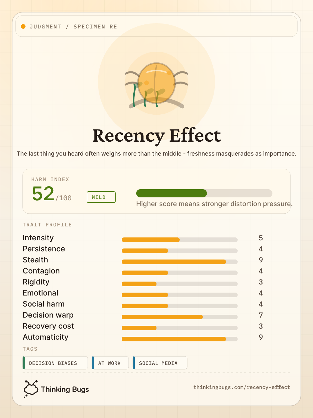 Recency Effect specimen card
