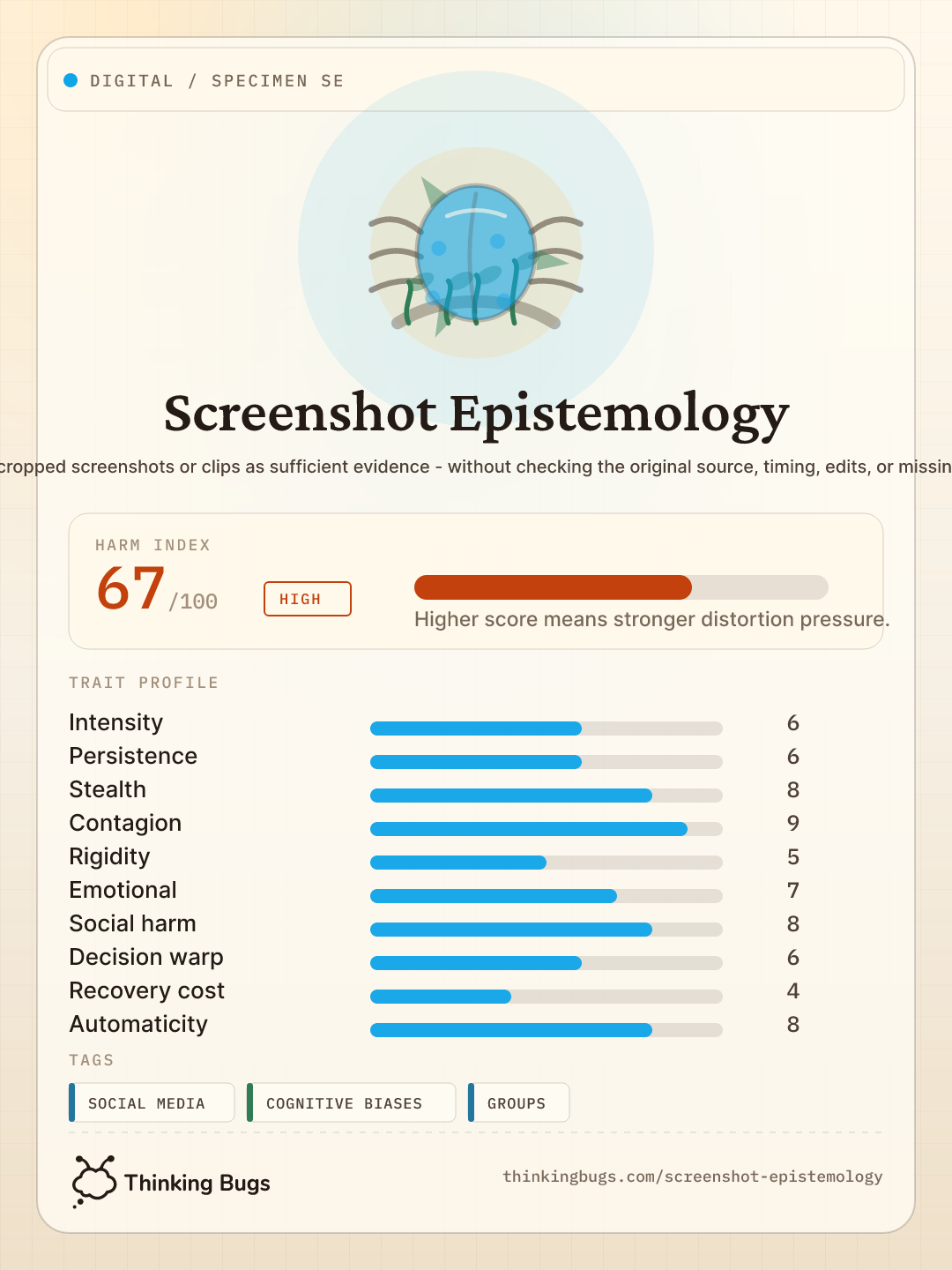 Screenshot Epistemology specimen card