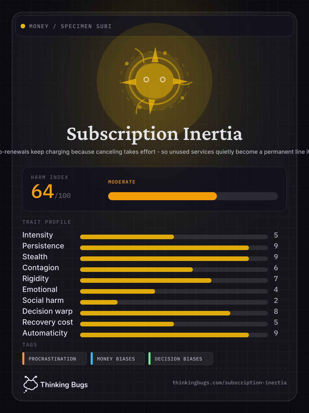 Subscription Inertia specimen card
