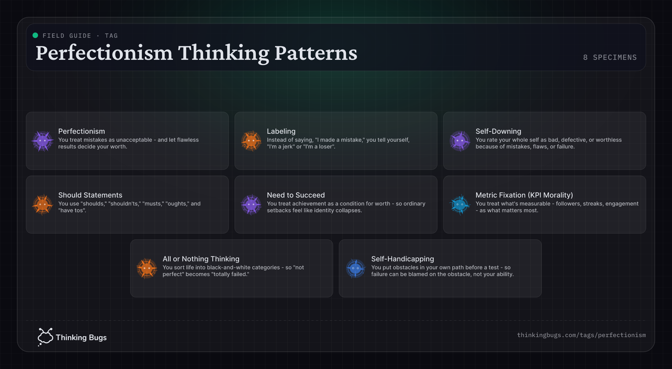 Perfectionism Thinking Patterns field guide