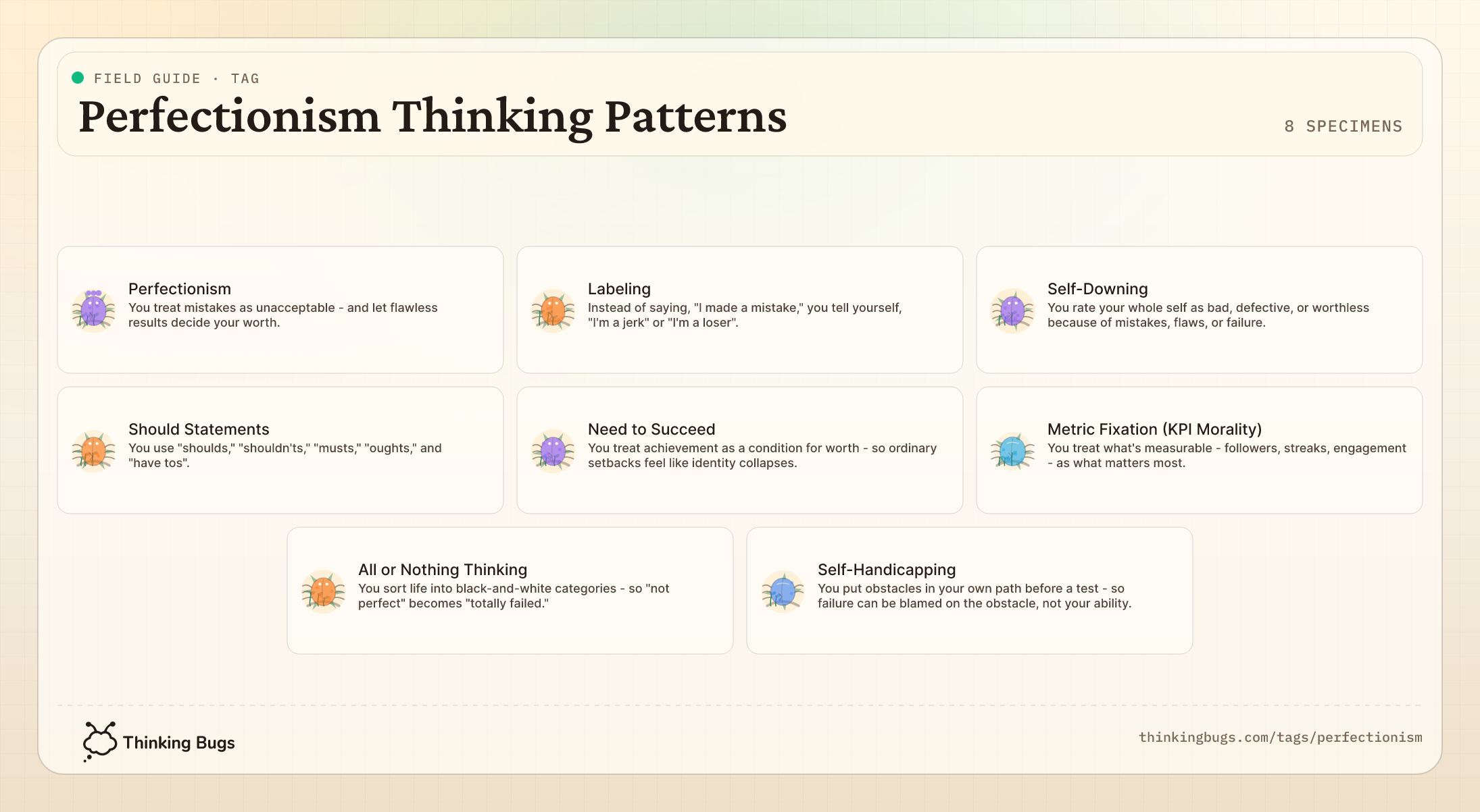 Perfectionism Thinking Patterns field guide